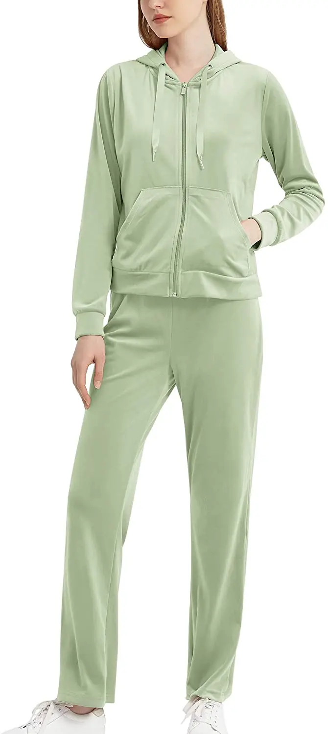 high quality stylish fashioned  fabric girls gym wear yoga bump exercise velour velvet tract suit