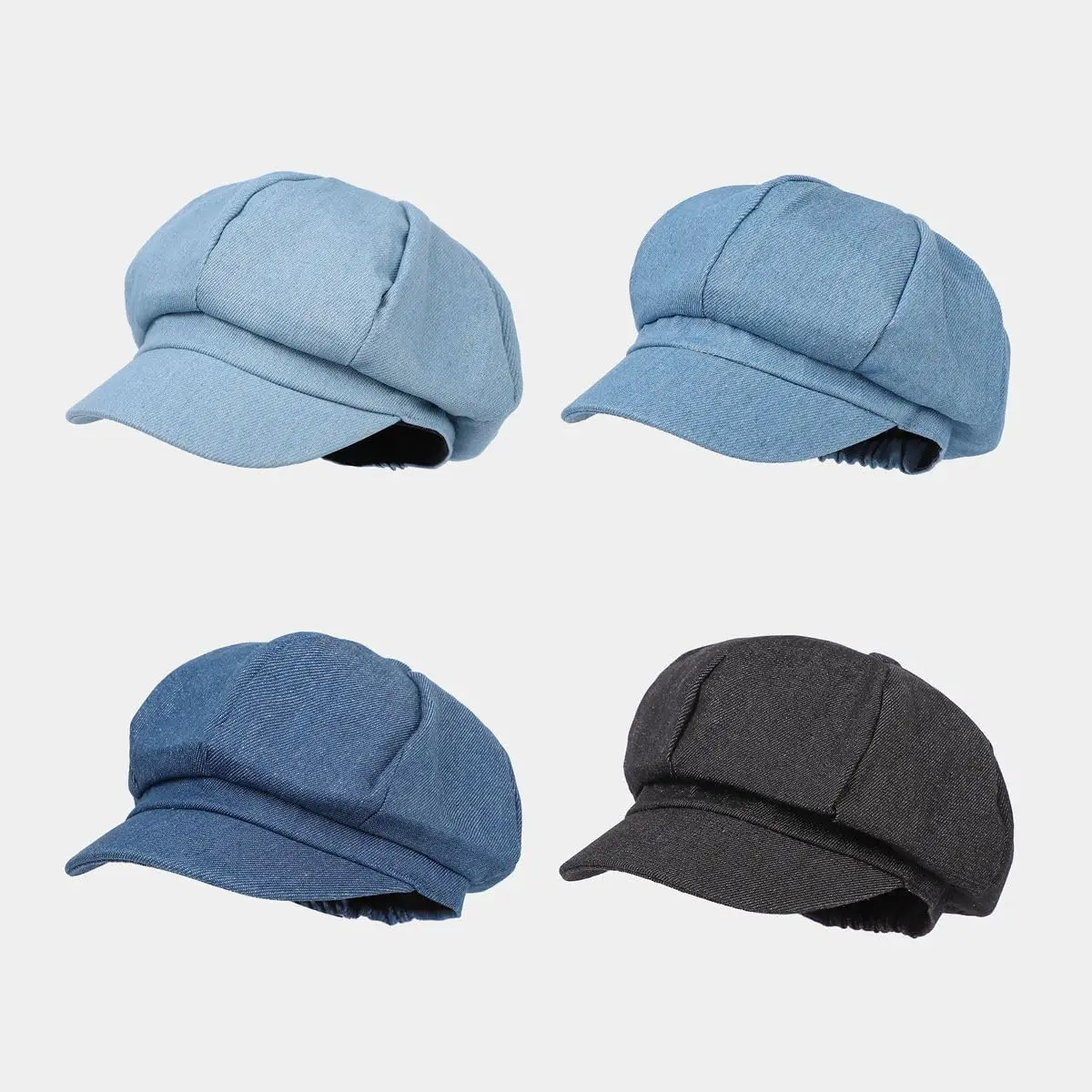 Wholesale Womens Denim Newsboy Cap Visor Beret Hat Cabbie Cap