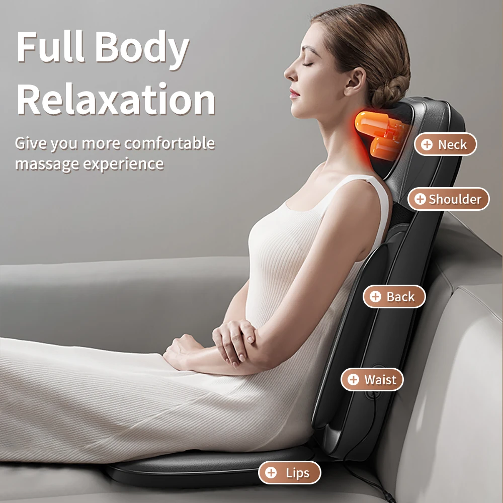 HUIXIN 2024 Wholesale Portable Electric Shiatsu Car Home Massage Cushion Full Neck Back Body Heated Vibration Seat Cover