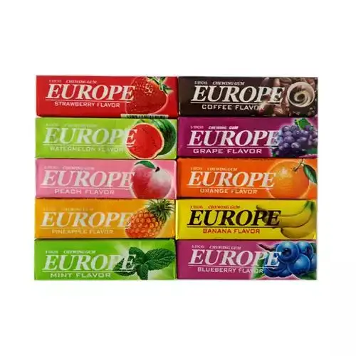 Quality factory wholesale 5 piece cheap sweet fruity europe chewing gum