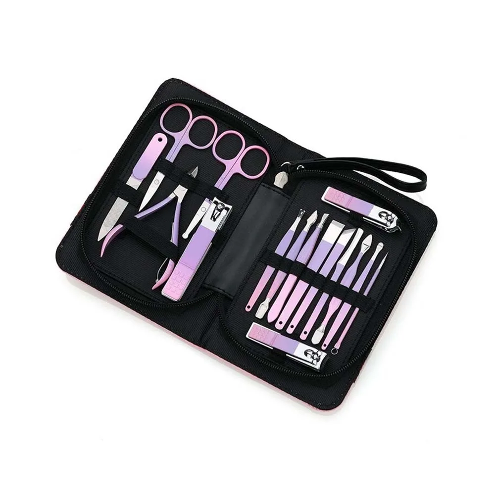 Manicure Set Pedicure Sets Nail Clipper Stainless Steel Professional Nail Cutter Tools with Travel Case Kit 16in1