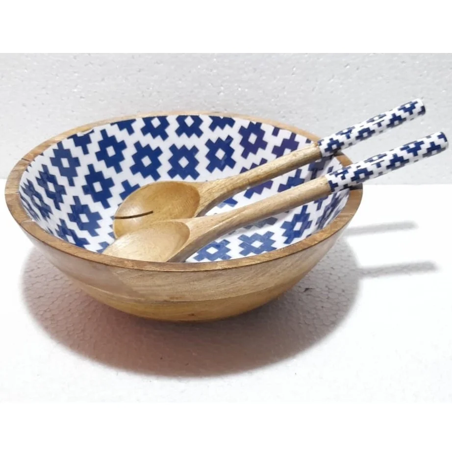 Customized logo Good price acacia wood SALAD bowl shallow salad bowl Wooden Salad Bowl Set with Servers By ZAMZAM IMPEX
