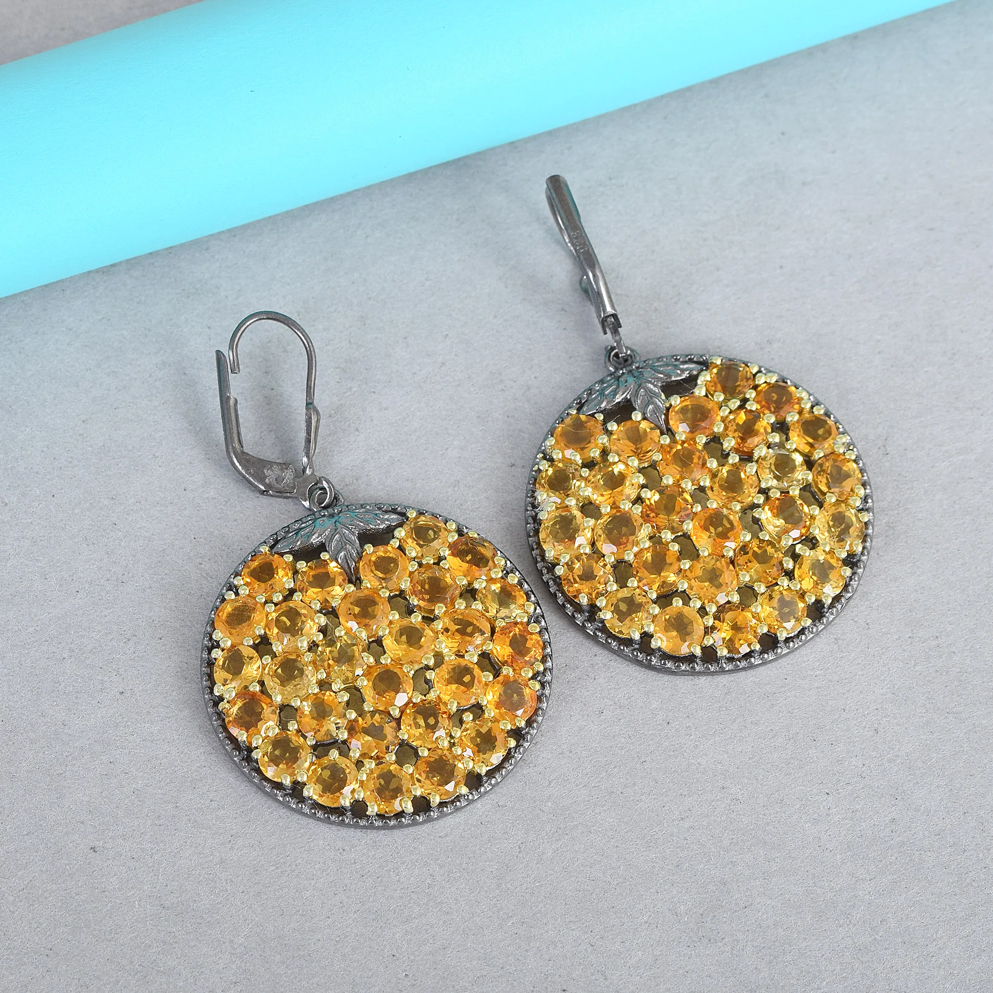 Оптовая Продажа 925 стерлингового серебра натуральный желтый цитрин камень круглые серьги с крюком лучшие продажи хорошим рекламным Коренастый ювелирных украшений