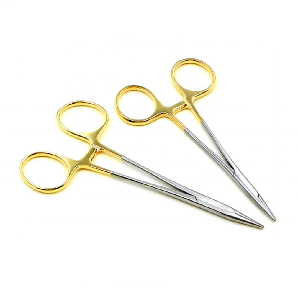 Stainless Steel Clamps Ophthalmic Needle Forceps Needle Holder with Gold Handle
