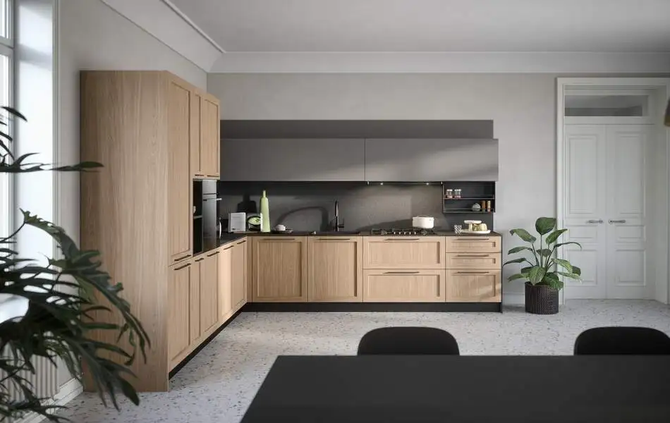 100% Made in Italy Professional Fully Customized Kitchen Cabinets Wood Framed Lacquer Laminated Finish for Retail Export