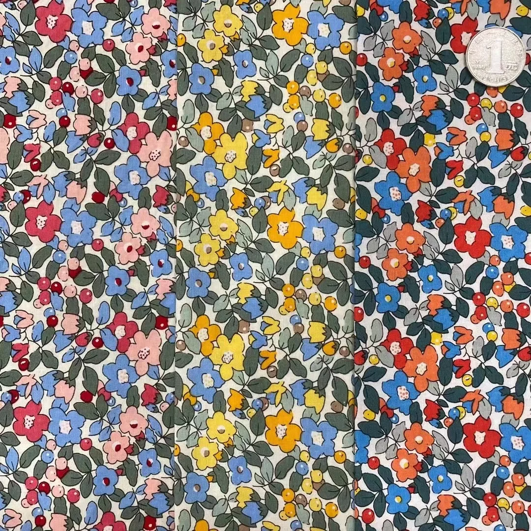 Stock Lot Floral Printed 100% Cotton Poplin Dress Textile Soft Woven Liberty Tana Lawn Cotton Fabric For Dress