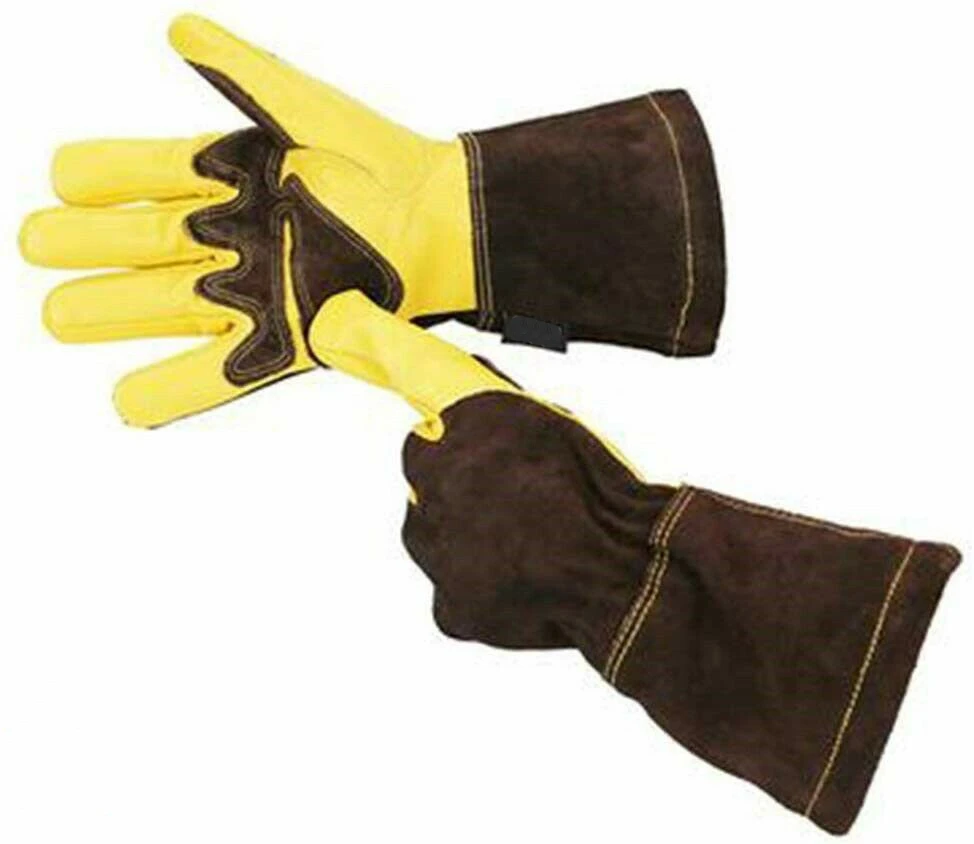 Genuine Cowhide Leather 14 inch Welding Gloves Mig and Tig welding and suitable for BBQ Grill and other fire works protective
