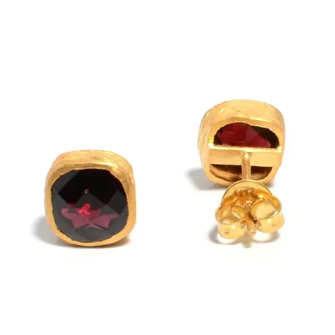 Brass Earrings Rad Garnet Hydro Attractive Gemstone Brass Earrings