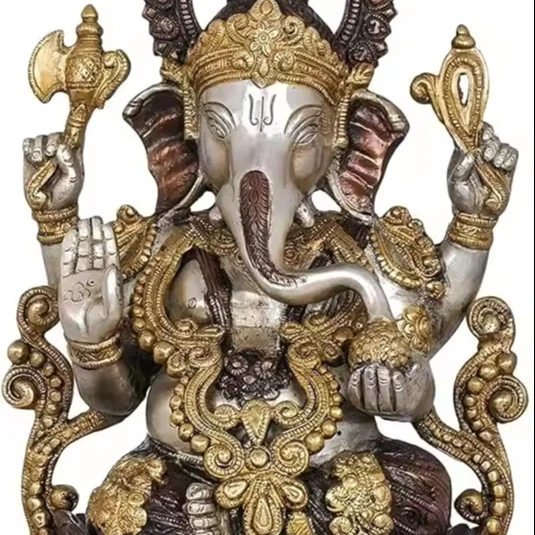 Antique 13 Inch Brass Ganesha Statue Large Lord Ganesha Idol for Home Decor Wall Art Sculpture Religious Gift