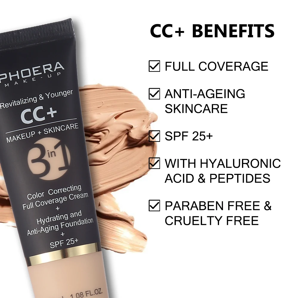 PHOERA Liquid Foundation Correcting Color Cream Foundation Anti-Aging Serum CC Foundation