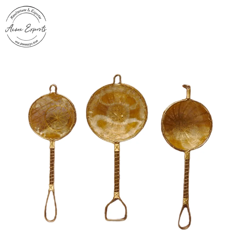 Custom Design Traditional Hand-Woven Pure Copper Gold finished Mesh Strainer Funnel Tea Filter Tea Infuser