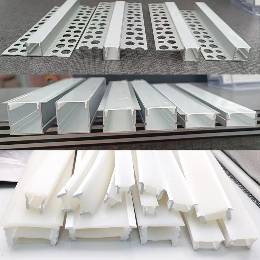6063 Aluminium Extrusion Profiles Manufacturer Recessed Aluminum Side Slide LED Channel Flexible Tube Led Strip Light Diffuser