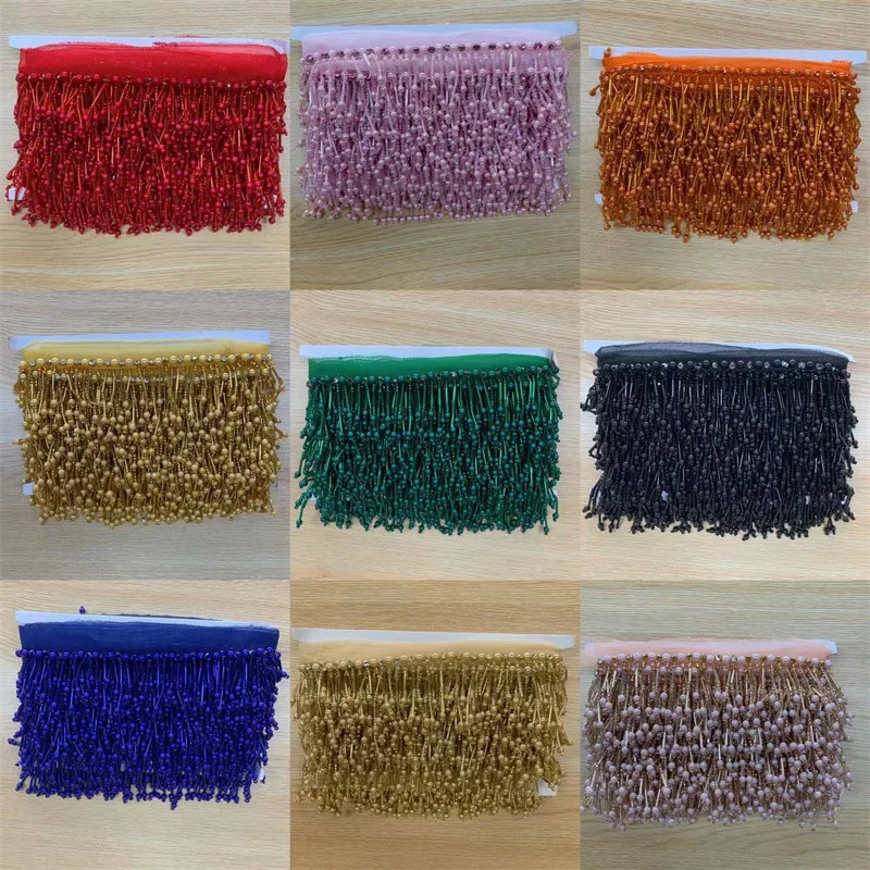 Handmade beaded crystal glass webbing fringe lace trim clothing curtain decoration diy accessories trim