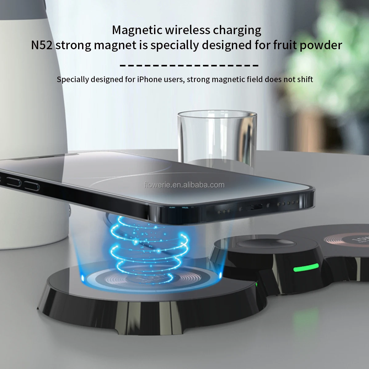 Tray Punk temper glass mu 15w fast Transparent Foldable Travel Ultra-thin Station 3 in 1 Magnetic Dual Wireless Charging Pad