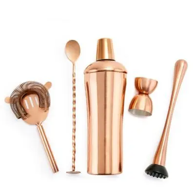 11 Piece Gold Stainless Steel Cocktail Shaker Set With Wooden Stand Professional Bartender Kit Custom Cheap Price Manufacturer