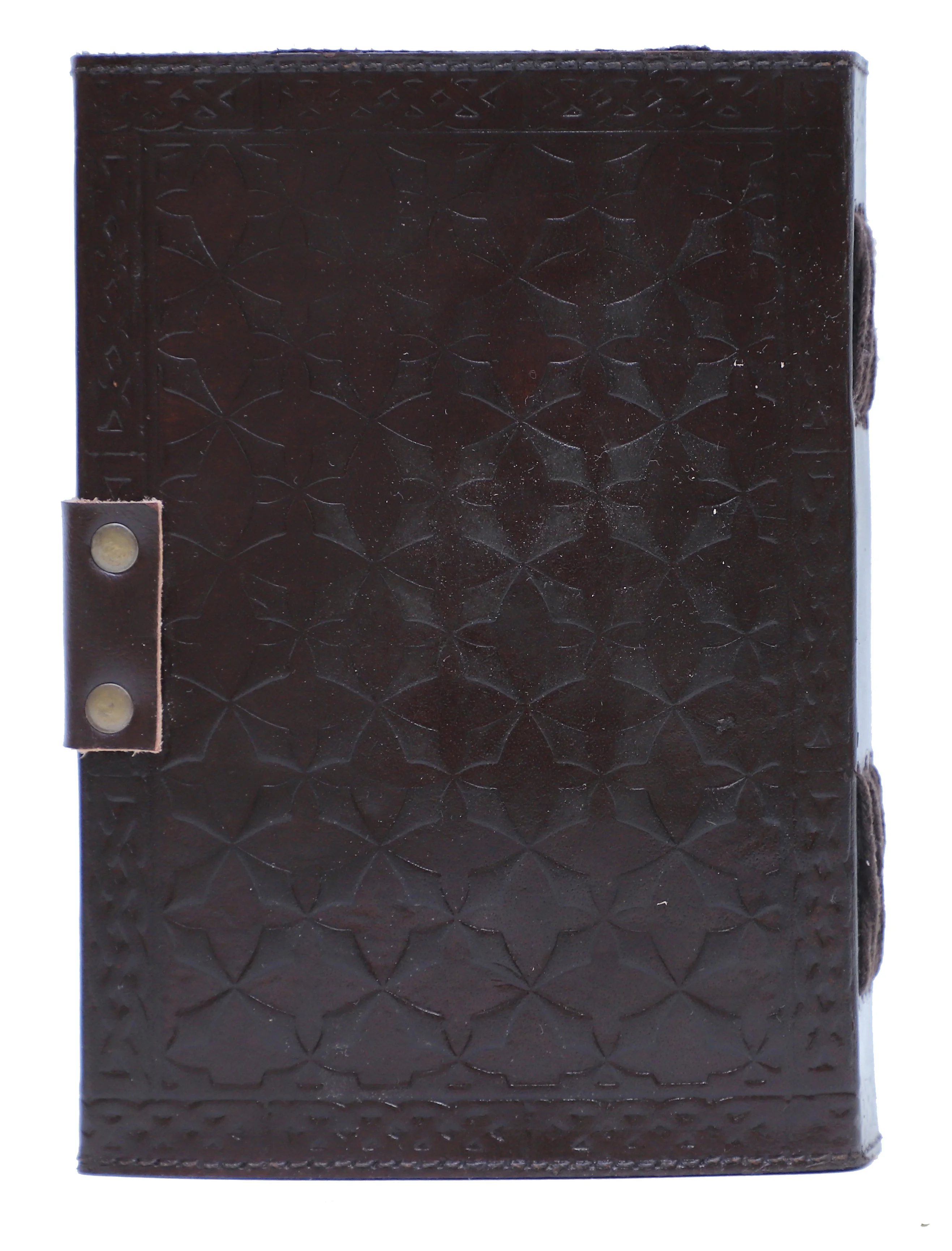 Celtic Cross With Tiger Stone Handmade Leather Journal Blank Page Sketchbook Brown Hardcover Notebook With Antique Metal Lock