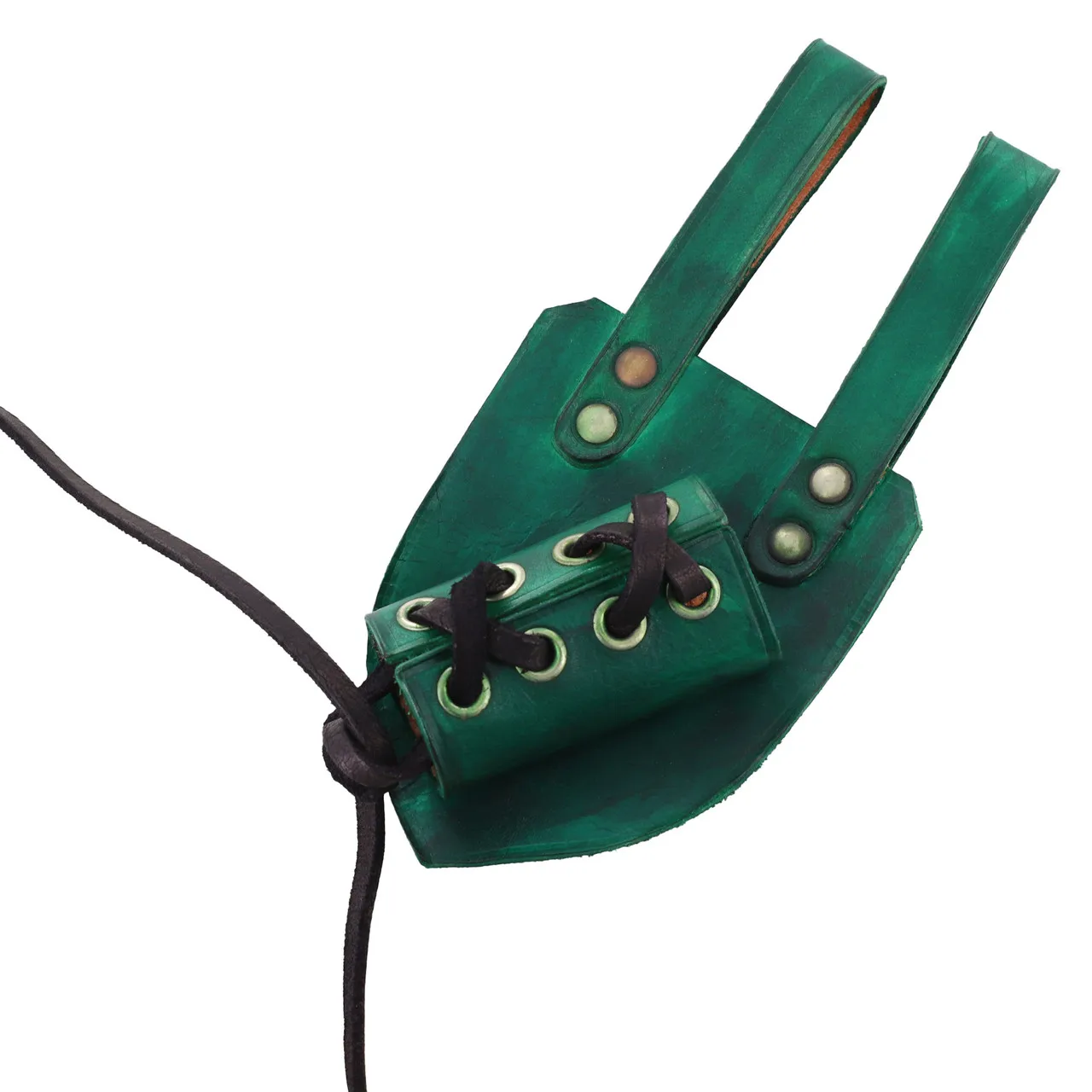 Wholesale Medieval Leather Short Sword Frog | Left Handed Sword Holder in Green Color | Veg Tan Cowhide Leather Sword Holster
