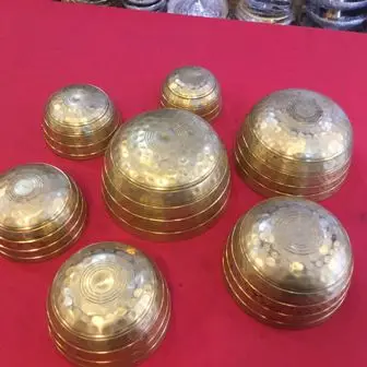 Antique Bronze Chakara Singing Bowl Set Metal Craft Custom Casting Engraving Souvenir Buddhism-Themed Logo Great Gift Idea