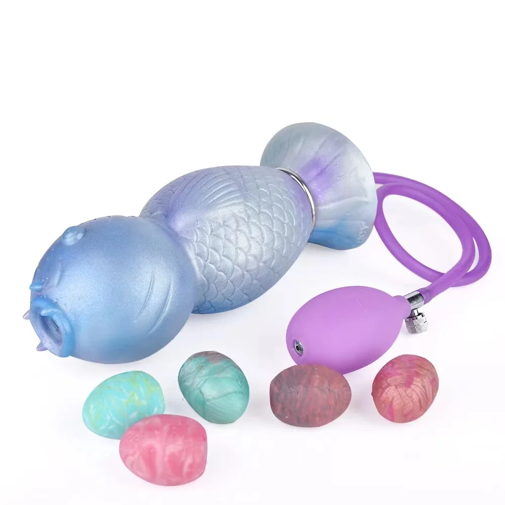 BDSM ladies use anal plugs to stimulate alternative sex toys  pneumatic egg-laying silicone ball anal plugs buttplug
