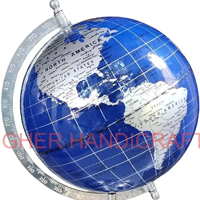 Rotating Illuminated World Globe Metal Abstract Globe Geography Map Globe with Acrylic Stand Office Desk Globe Decorative