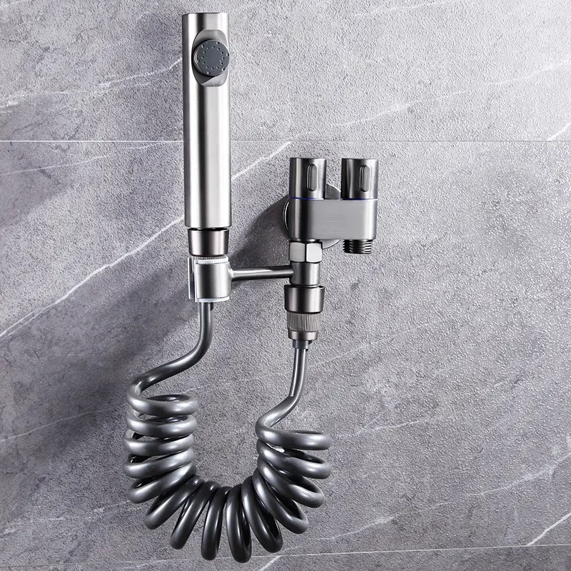 China manufacturer 1 in 2 out Angle valve Cleaning Wall Hung Toilet Bidet Sprayer Shattaf Double Handle Shunt Faucet Diverter