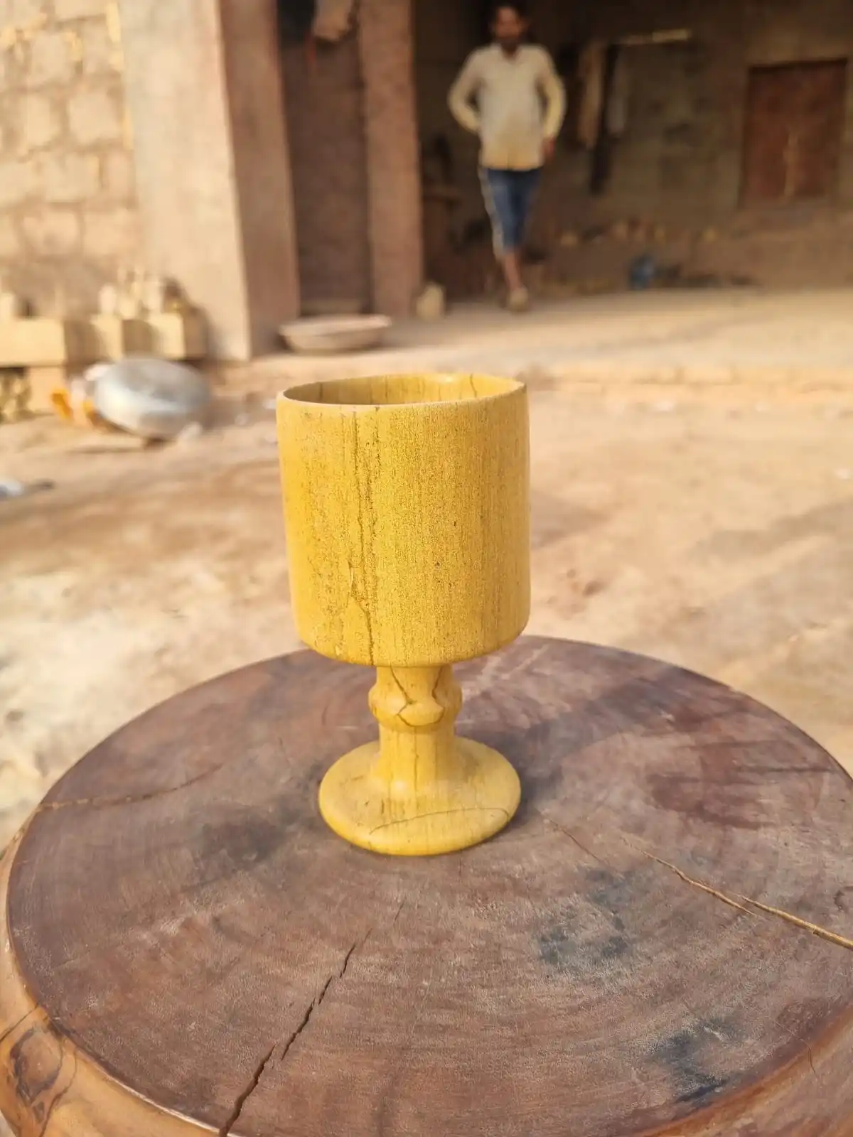 Jaisalmer Stoneware Wine Glass with Golden Stone Design Modern Style for Home Office Restaurant Dining for Coffee Milk Tea Beer