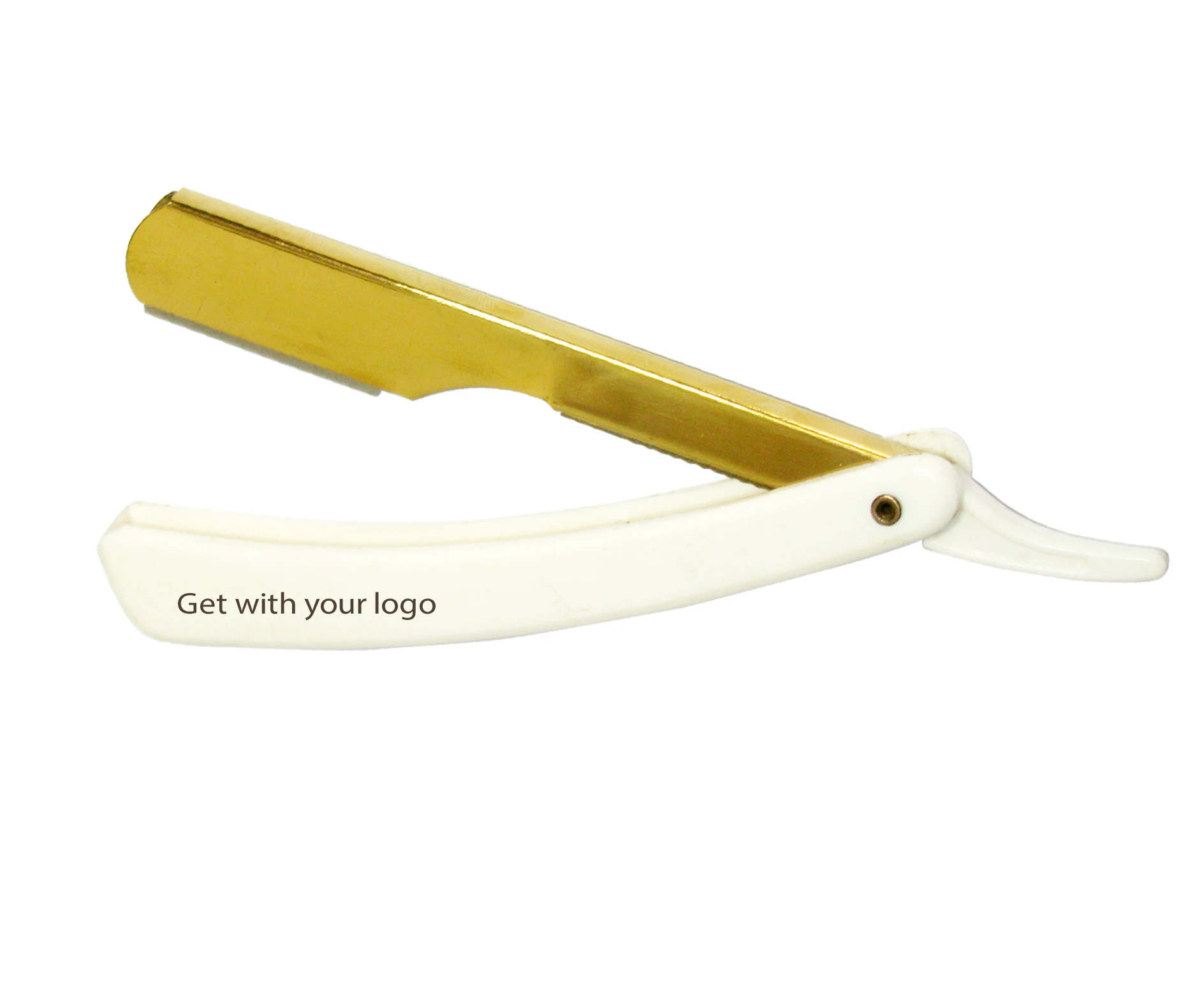 Free Logo Razor White and Gold Barber Razor Push Carriage Razor for Barbershop or personal use