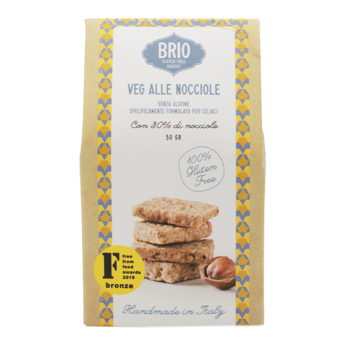 Vegan Gluten Free Hazelnut Cookies Top Quality Made in Italy 50 gr Brio Gluten Free Bakery