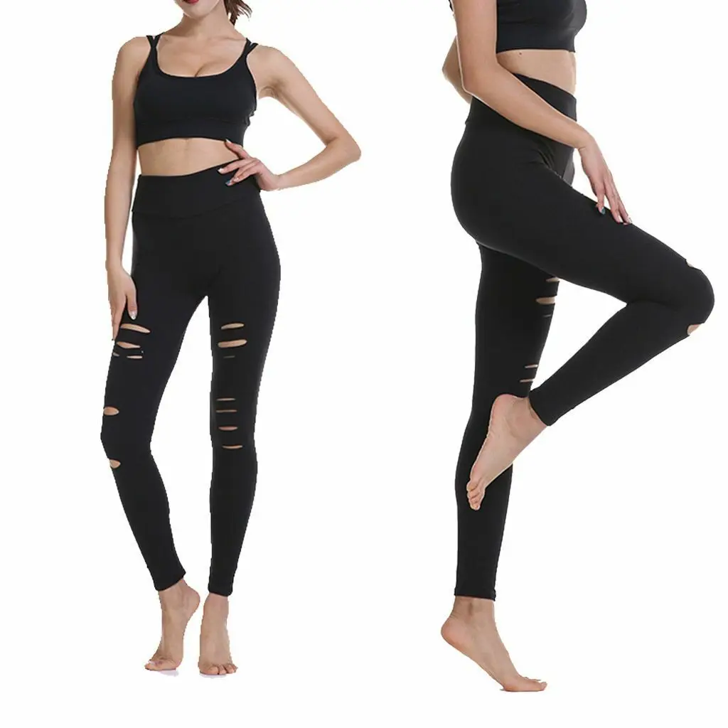 High Waist Solid Yoga Leggings Tummy Control Workout Running 4 Way Stretch Yoga Pants by ZUS INTERNATIONAL