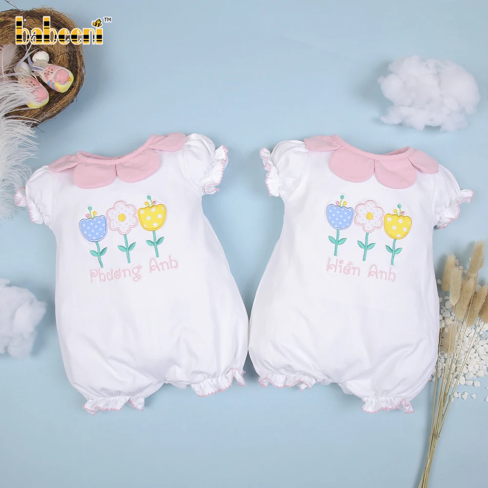 Flower applique bubble for newborn OEM ODM baby set clothing customized wholesale manufacturer - GS28