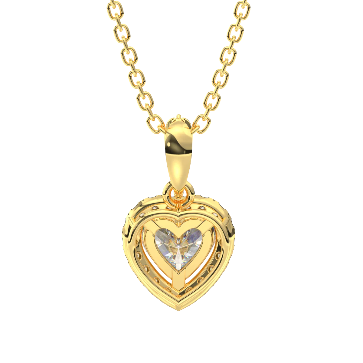 High Quality Fine Jewelry 10K Real Gold Heart Shape Custom OEM ODM Pendant Necklace For Women Calista Jewelry Bezel Set Halo