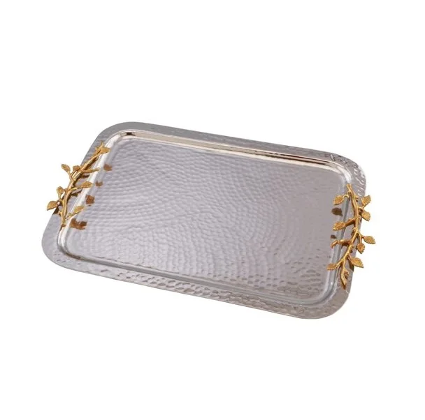 LUXURY DECORATIVE HANDICRAFT GOLD METAL SERVING TRAY NEW COLLECTION CUSTOM MADE METAL TRAY
