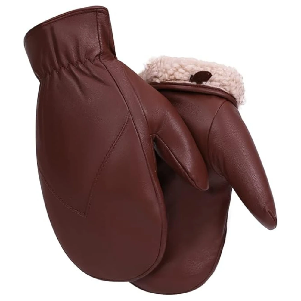 Best Price New Design Leather Gloves Warm Fur Full Finger Mittens Comfortable Touch Screen Winter Gloves by Maximize Wear