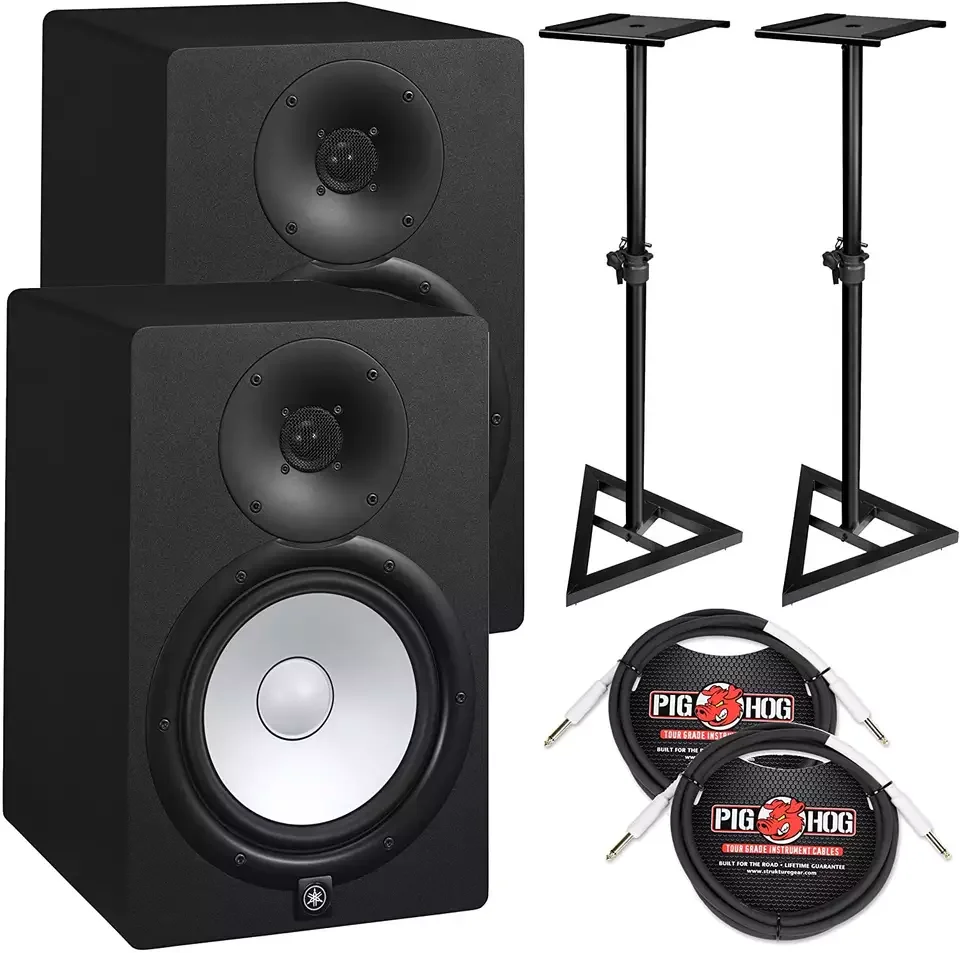 Sales Promo YamahaS HS8 HS8W 8 Powered Studio Monitor Speakers {Left & Right} With Stand and Cable