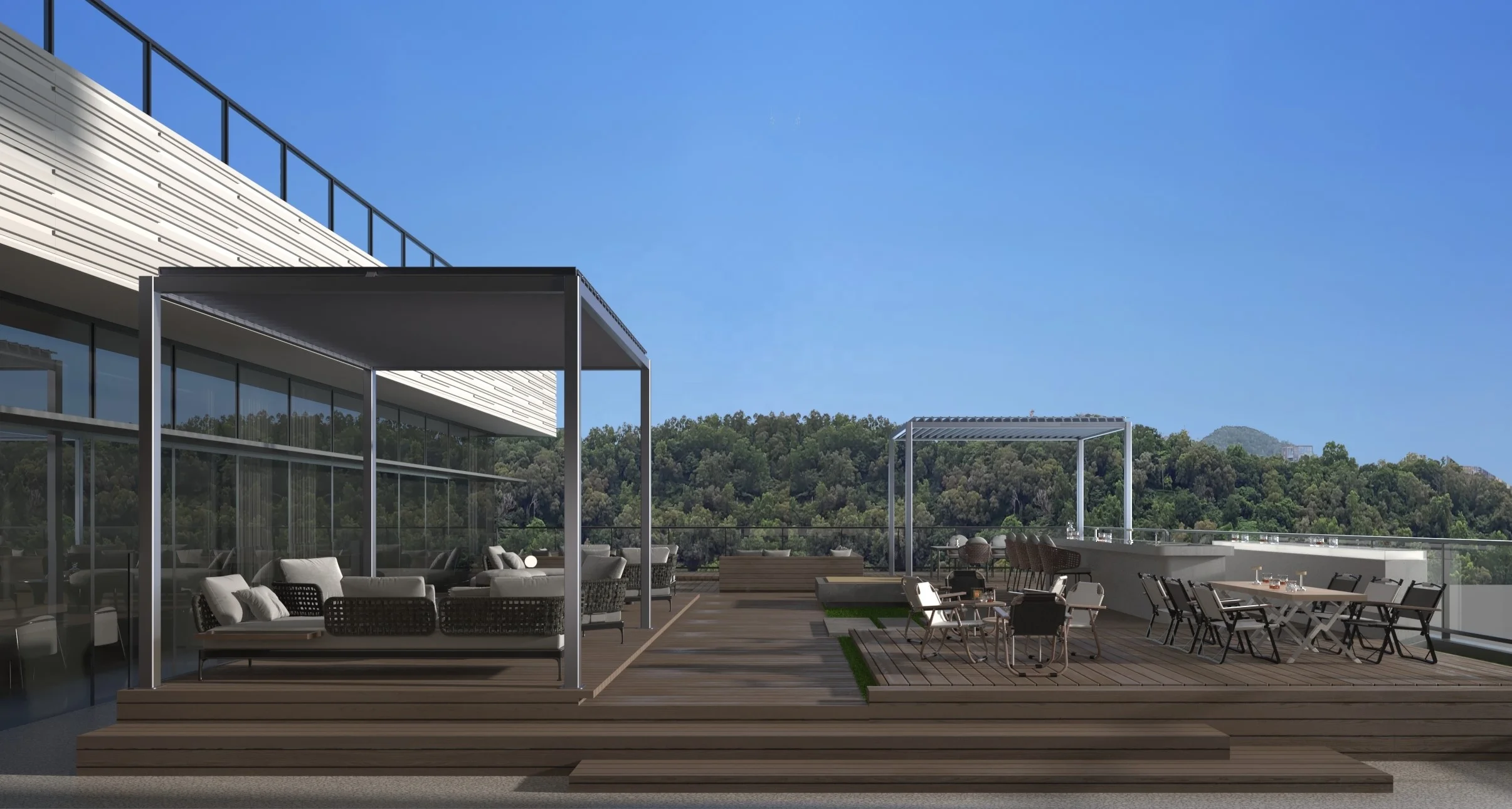 Pergola Motorised Outdoor Space Gazebo Modern Aluminium Louvre Roof Bioclimatic