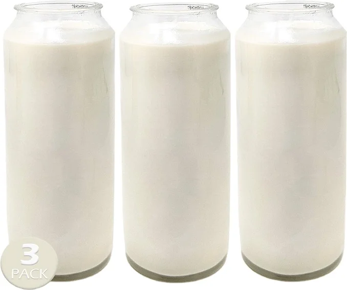 Белая молитвенная стеклянная свеча без запаха, восковые свечи премиум-класса, отлично подходит для святилища, бдений, молитв