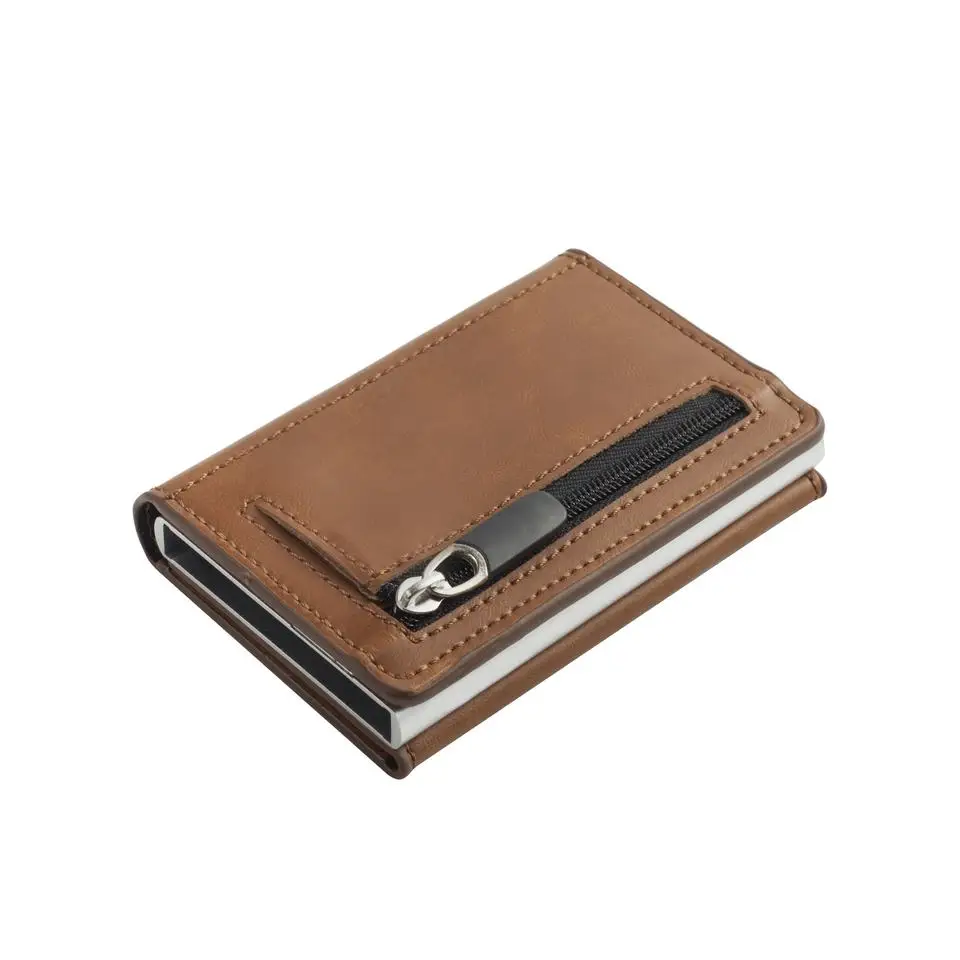 Custom Logo Slim Leather Card Holder Premium PU Leather Minimalist Wallet Credit Cardholder 2023