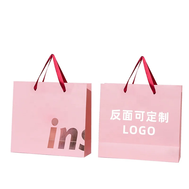 bag luxury shopping pink paper bag gift perfume packaging paper bag