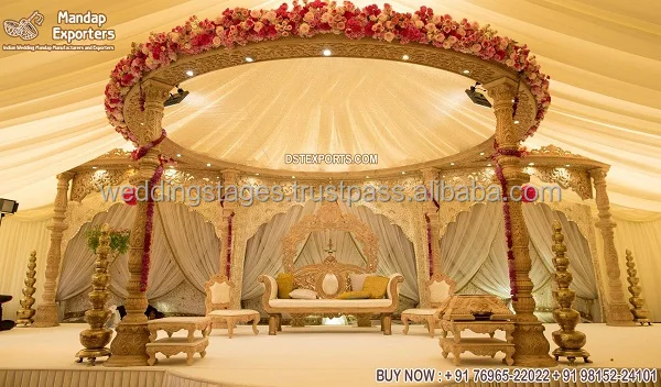 Fabulous Wedding Wooden Look FRP Mandap Traditional Indian Style Wedding Mandap Decor Hindu Wedding Wooden Look FRP Mandap