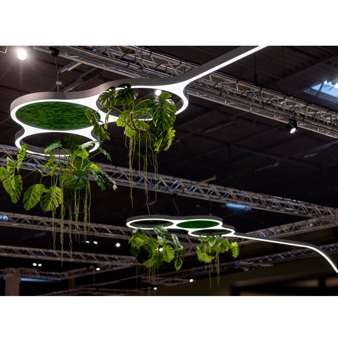 Green Moss Acoustic Noiseproof DALI Dimmable Luxury Ring Circular Round Profile Chandelier Light LED Pendant Chandelier