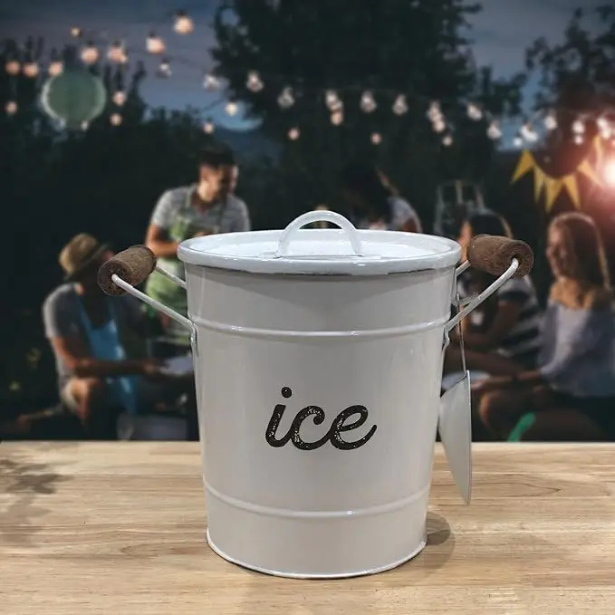 Double-Walled Stainless Steel Insulated Ice Bucket with Lid PC Material Cooler for Cocktail Bar Home Bar Accessories Parties