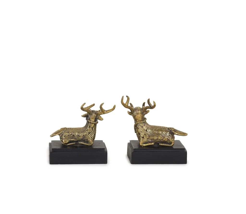 Pure Brass  Hiran (Sweep Deer) Set For Table Decoration Decorative, Dhokra Art