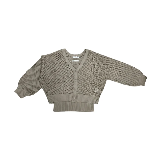 Best Quality Girls Tank Tops Elegant Short Set Plain Dyed VCD Set S51264 Mesh 20% Polyester for Fall Season