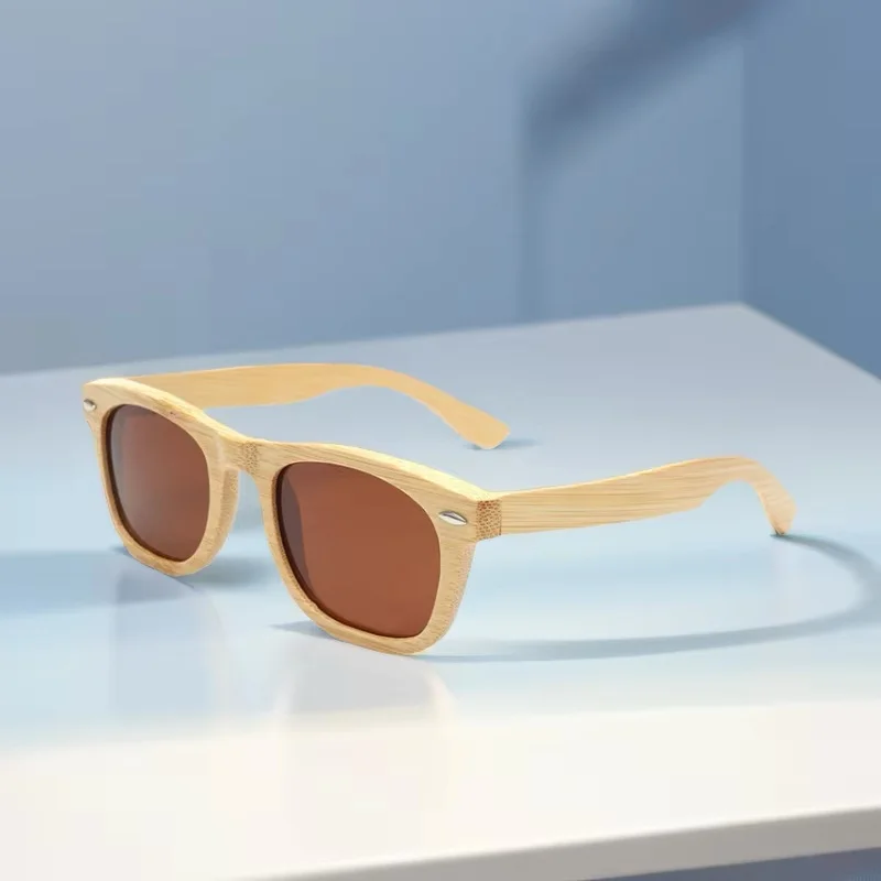Fashionable ECO Friendly Square Wooden Unisex UV400 TAC Lenses Polarized ODM PC Bamboo Sunglasses