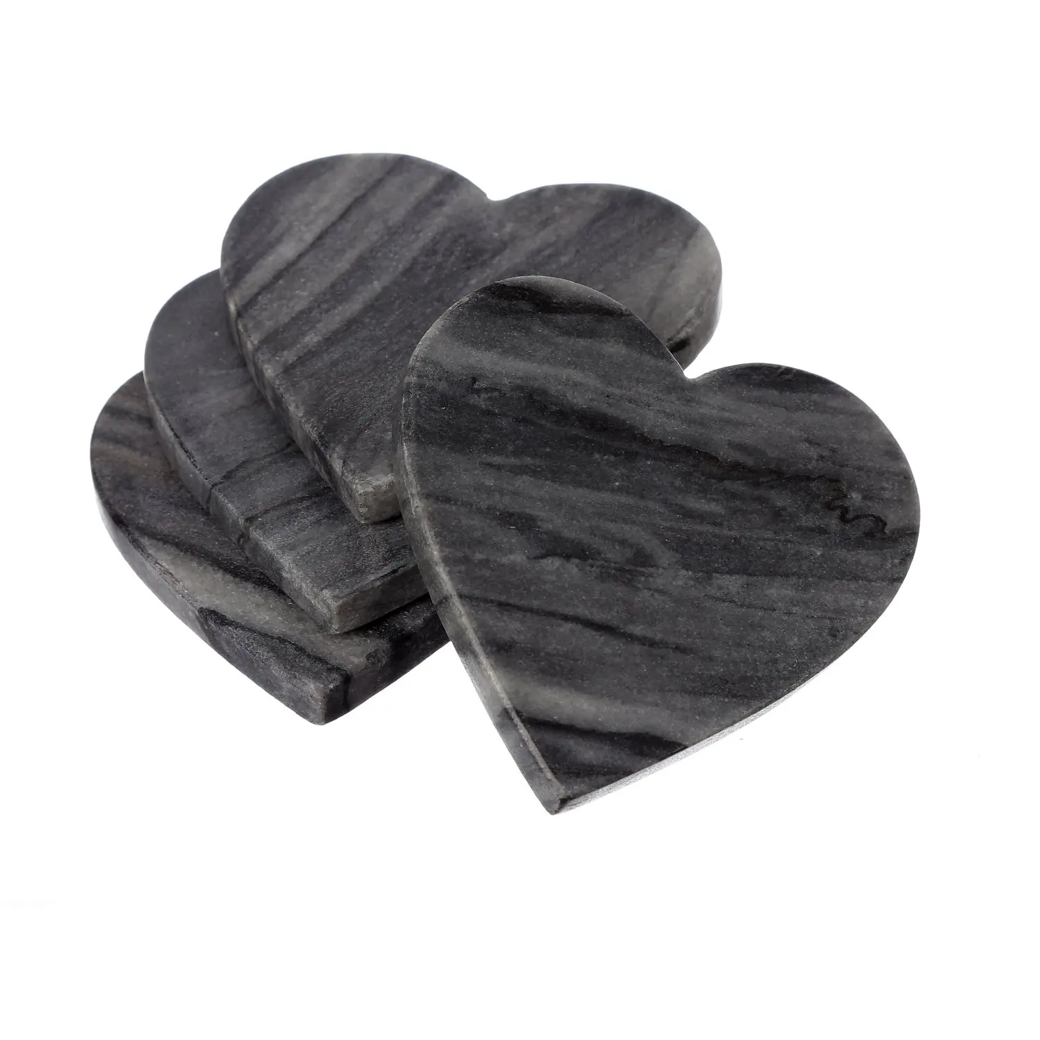 Heart-Shaped Marble Coaster Set Stable Heat-Resistant Stone Pad/Mat Pleasing Design for Dining Table Decoration Loved Ones