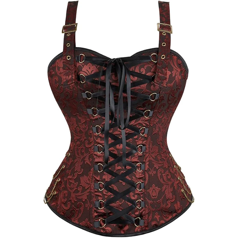 OEM Design Steampunk Overbust Women Corset Custom Renaissance Gothic Lace Up Brocade Corsets Top