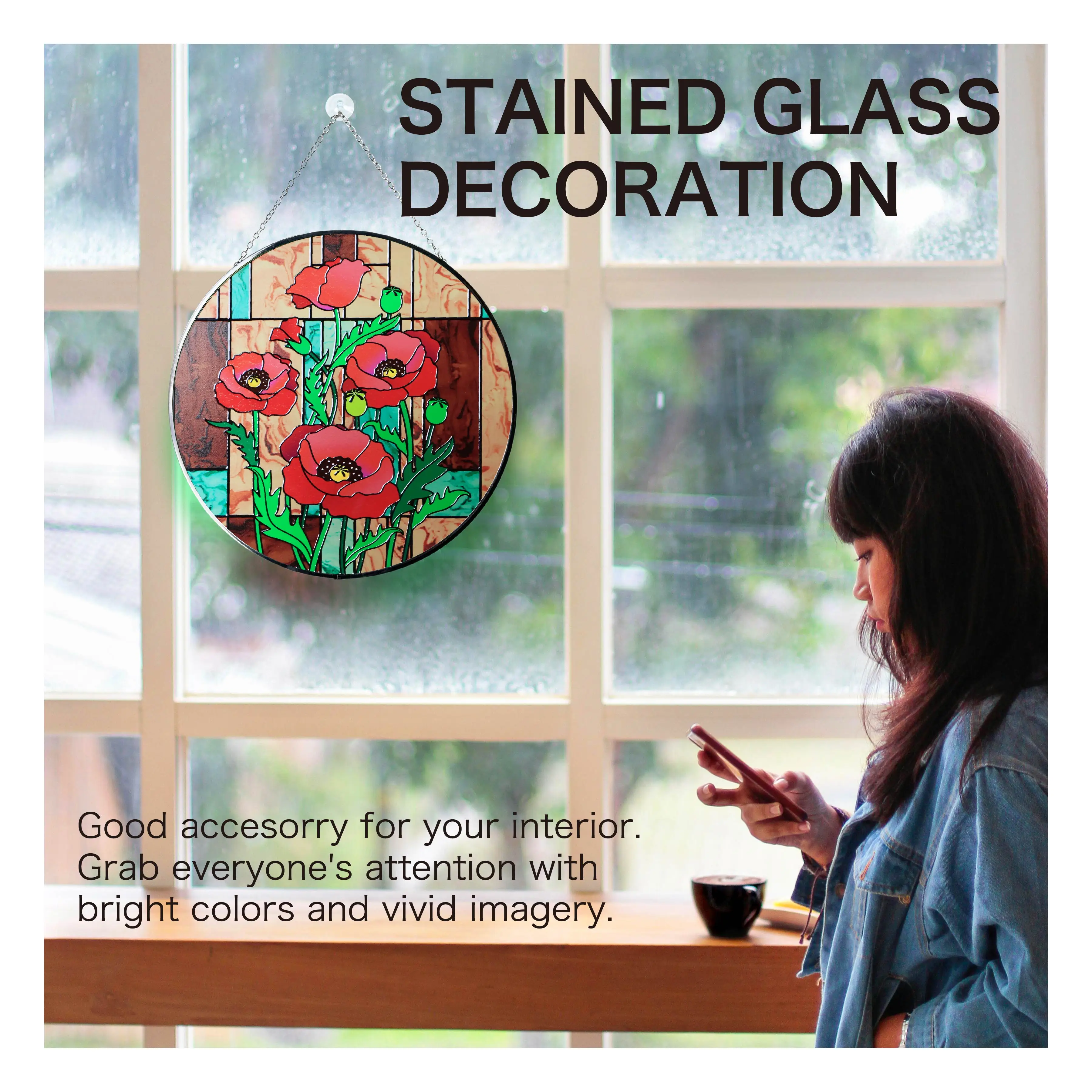 Vibrant Stained Glass Sun Catcher - Perfect for Windows and Gardens