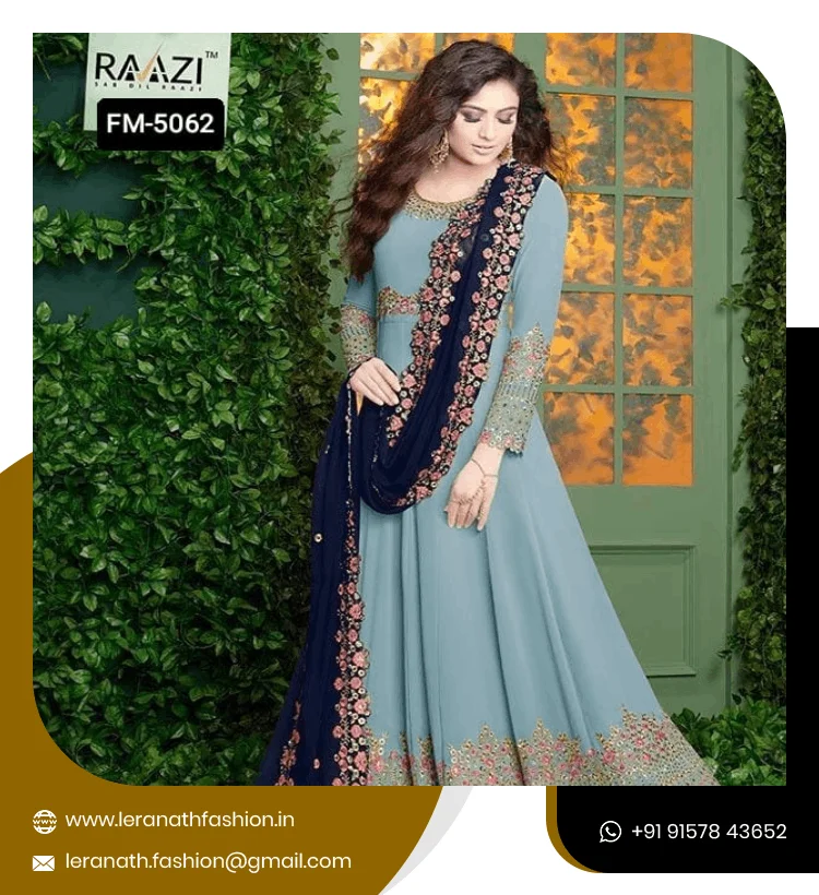 Fox Georgette With Embroidery Work + Stone Suits Ladies Party Wear Punjabi Sharara Suits Online