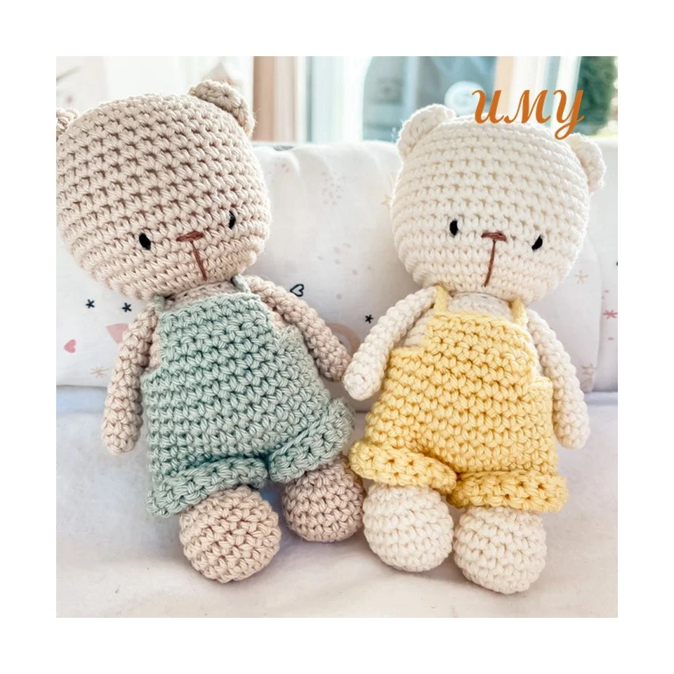 Handmade Manualidades En Custom Amigurumi Soft Crochet Tejido Tricot Cotton Plush Bear Toy Stuffed Animal Baby Doll
