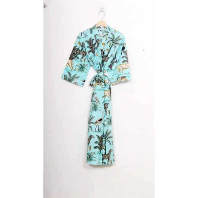 Wholesale And Manufacturer Indian 100% Cotton Free Size Robe Unisex Bath Robe Cotton Swim Wear Dressing Gown Bridesmaid Robes